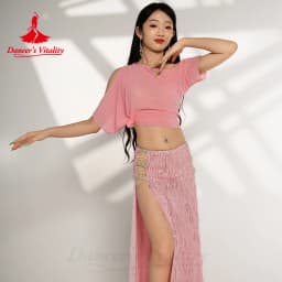 Belly Dance Performance Suit for Women Gauze Half Sleeves Top+bingbing Long Skirt 2pcs Girl's Oriental Belly Dancing Wear Outfit