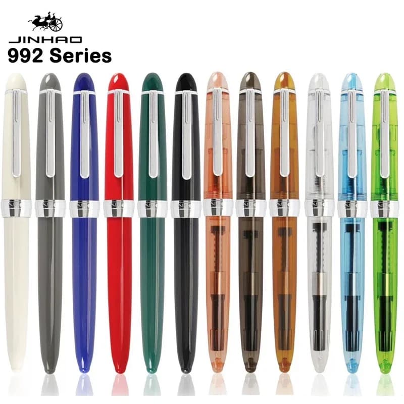 12 Colors JINHAO 992 Fountain Pen Silver Clip Luxury Writing Ink Pens Student Business Office School Supplies Stationery PK 82