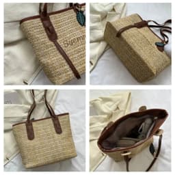 Women Casual Rattan Handbags Woven Shoulder Bags Summer Beach Straw Bag Large Capacity Tote Lady Big Purses