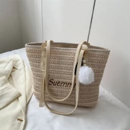 Women Casual Rattan Handbags Woven Shoulder Bags Summer Beach Straw Bag Large Capacity Tote Lady Big Purses