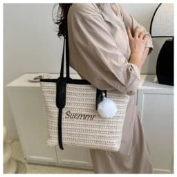 Women Casual Rattan Handbags Woven Shoulder Bags Summer Beach Straw Bag Large Capacity Tote Lady Big Purses