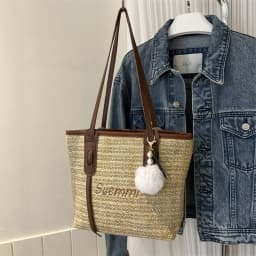 Women Casual Rattan Handbags Woven Shoulder Bags Summer Beach Straw Bag Large Capacity Tote Lady Big Purses