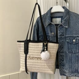 Women Casual Rattan Handbags Woven Shoulder Bags Summer Beach Straw Bag Large Capacity Tote Lady Big Purses