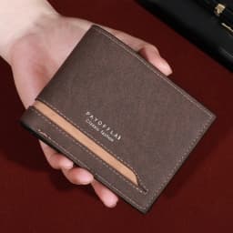 Men's Fashion Business Short Wallet With Card Slots Horizontal Soft PU Leather Wallet