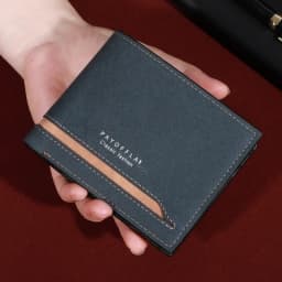 Men's Fashion Business Short Wallet With Card Slots Horizontal Soft PU Leather Wallet