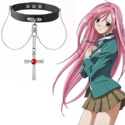 anime cosplay Rosario and Vampire pendant necklace figure Akashiya Moka leather choker clavicle chain jewelry fans gifts