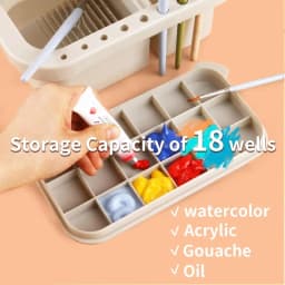 Multi-Use Paint Brush Basin with Brushes Holder,Washer,Trays,Palette Box-Artist Cleaner Cup for Watercolor Oil Painting with Lid
