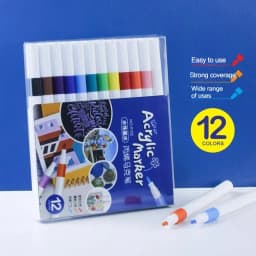12-60 Colors Acrylic Markers Pen Set Paint Art Marker Soft Tip Pen for Children Stone Paint Ceramic Glass Wood Fabric Painting