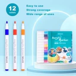 12-60 Colors Acrylic Markers Pen Set Paint Art Marker Soft Tip Pen for Children Stone Paint Ceramic Glass Wood Fabric Painting
