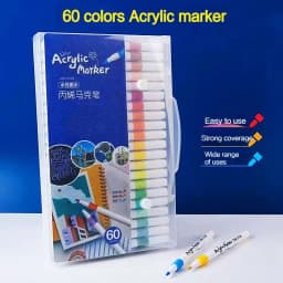 12-60 Colors Acrylic Markers Pen Set Paint Art Marker Soft Tip Pen for Children Stone Paint Ceramic Glass Wood Fabric Painting