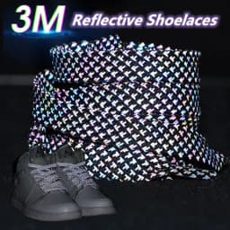 3M Reflective Flat Shoelaces for Sneakers Colorful Reflective Shoe Laces Luminous Shoelace 100/120/140/160CM Shoestrings 1 Pair