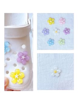 Cartoon Cherry Blossom 3D Resin Shoe Buckle Hole Charms Colorful Flower Shoe Decorations DIY Accessories for Kids' Shoes