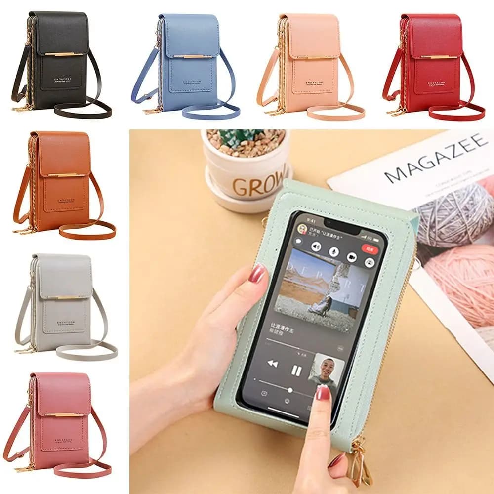 RFID Anti Theft Leather Bag Touch Screen Phone Purse Crossbody Bags Women Travel Smartphone Handbag