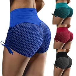 2024 European and American Amazon Spring/Summer New Elastic Jacquard Pants Spliced Slim Fit Yoga Sports Bottom Shorts for Women