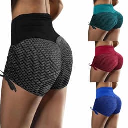 2024 European and American Amazon Spring/Summer New Elastic Jacquard Pants Spliced Slim Fit Yoga Sports Bottom Shorts for Women