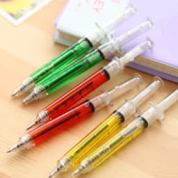 24Pcs Novelty Lifelike Syringe Pen Peculiar Shape Cute Stationery Ballpoint Pens Bullet 5mm Children Gift Prizes Ballpen