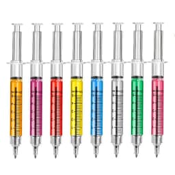 24Pcs Novelty Lifelike Syringe Pen Peculiar Shape Cute Stationery Ballpoint Pens Bullet 5mm Children Gift Prizes Ballpen