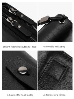 Business RFID Men's Handbag New Double Zipper Large Capacity Men's Wallet High Quality PU Leather Multi Functional Men's Card Ba