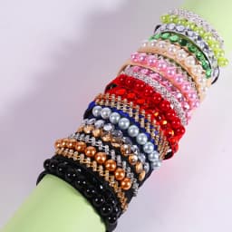 1Pair Elastic Decorations Buckle Women Shoeslaces for High Heels Pearl Diamond Strap Lazy Band Anti Falling Heel Non-Slip Belt