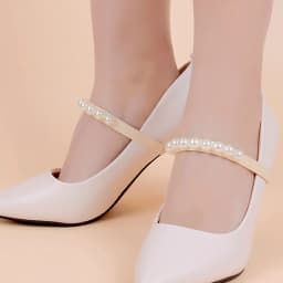 1Pair Elastic Decorations Buckle Women Shoeslaces for High Heels Pearl Diamond Strap Lazy Band Anti Falling Heel Non-Slip Belt