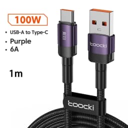 Toocki 6A USB To Type C Cable for Huawei Xiaomi PD 100W Fast Charging Charger USB C Data Cord Quick Charge for Samsung Oneplus