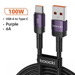 Toocki 100W 6A USB C Fast Charging Data USB Cable Type C For Huawei Honor Oneplus Realme Xiaomi Samsung USB A To C Phone Cord