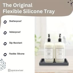 Silicone tray for bathroom countertops, hand sanitizer shampoo storage tray, jewelry display tray for decorative storage
