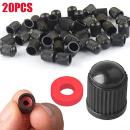 20Pcs Car Tire Tyre Valve Caps with O Rubber Ring Dust Covers Plastic Black Grey Red Stem Valve Caps for Cars Motorcycles Bike