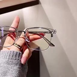 Photochromic Anti Radiation Blue Light Eyeglasses Square Metal Frame Computer Glasses for Women Men Replaceable Lens