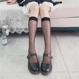 1/2/3/5Pairs Polka Dot Calf Socks, Fashion College Style Knee High Socks, Women's Stockings & Hosiery