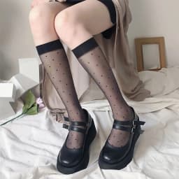 1/2/3/5Pairs Polka Dot Calf Socks, Fashion College Style Knee High Socks, Women's Stockings & Hosiery