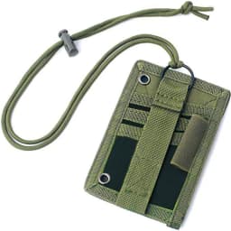 Tactical ID Card Holder Hook Loop Patch Tour Guide Badge Holders Outdoor Travel Pouch Pen Purse and Nylon Lanyard