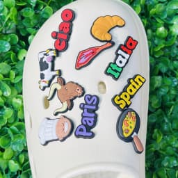 1-10Pcs Cook Cow Ham Croissant Children Garden Shoes Charms Buckle Italia Spain Clog Accessories DIY Party Gifts