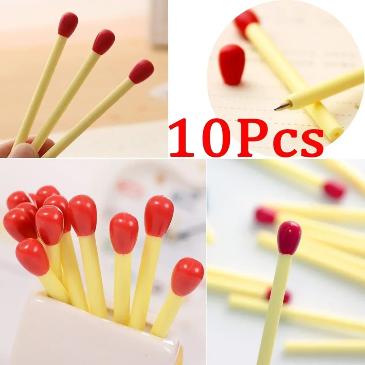 10 PCS/set Funny Match Shaped Ballpoint Pen Creative Matches Rollerball Pens Novelty Pens for Office School Supplies