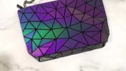 Fashion Reflective Chain Crossbody Bags for Women Folding Geometric Holographic Purses Luminous Sling Shoulder Bag