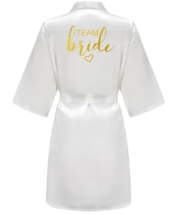 Wedding Party Team Bride Robe Kimono Satin Pajamas Bridesmaid Bathrobe Gold Letter SP093