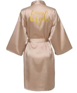 Wedding Party Team Bride Robe Kimono Satin Pajamas Bridesmaid Bathrobe Gold Letter SP093
