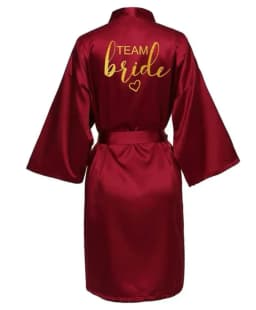 Wedding Party Team Bride Robe Kimono Satin Pajamas Bridesmaid Bathrobe Gold Letter SP093