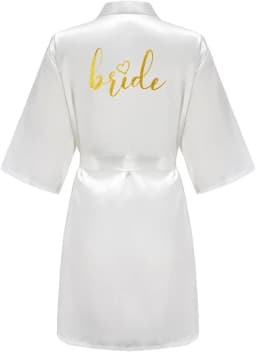 Wedding Party Team Bride Robe Kimono Satin Pajamas Bridesmaid Bathrobe Gold Letter SP093