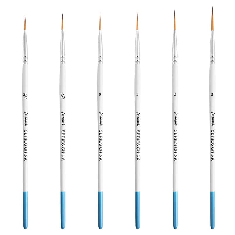Artist Paint Brush 6 Pcs Set Thin Pen Extra Long Fine Point Liner Tip #000#00#0#1#2#3, Scale Models Nail Acrylic Oil Watercolor