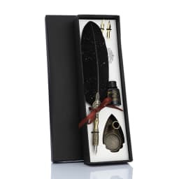 1 Set Retro Classic Texture Practical Calligraphy Feather Dip Pen Quill Fountain Writing Portable Durable Wedding Gifts Box