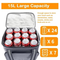 15L Portable Large Insulated Lunch Bag Black Waterproof Leak-proof Thickened Handheld Shoulder Carry Outdoor Picnic Lunch Bag