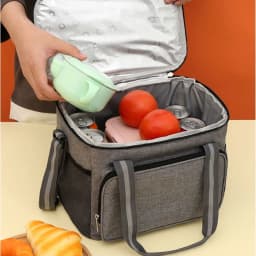 15L Portable Large Insulated Lunch Bag Black Waterproof Leak-proof Thickened Handheld Shoulder Carry Outdoor Picnic Lunch Bag