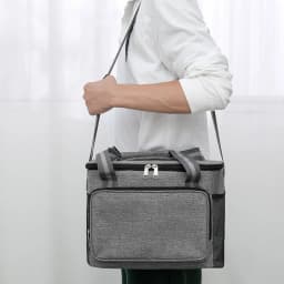15L Portable Large Insulated Lunch Bag Black Waterproof Leak-proof Thickened Handheld Shoulder Carry Outdoor Picnic Lunch Bag