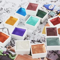 Portable 12 Colors Retro Solid Watercolor Set Basic Water Colour Pigment Pearl Sketch Paints for Artists Students Art Supplies