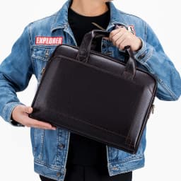 Men's Leather Handbag, Top Layer Cowhide Briefcase, Leather Laptop Bag, Diagonal Cross Office Bag