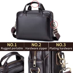 Men's Leather Handbag, Top Layer Cowhide Briefcase, Leather Laptop Bag, Diagonal Cross Office Bag