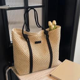 Summer Woven Straw Tote Bag Casual Beach Vacation Women Shoulder Bags Large Capacity Female Handbags Solid Color