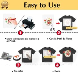 ESHANG Iron on Heat Transfer Paper for T Shirts (5Sheets A4 )Printable HTV Heat Transfer Vinyl for Inkjet & Laserjet Printer