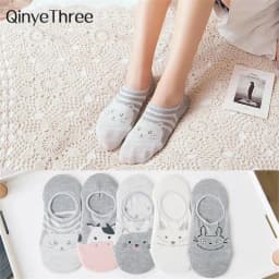 5 Pairs/Lot Cartoon Cat Fox Bear Socks Cute Animal Women Summer Funny Short Ankle Sokken Dropship